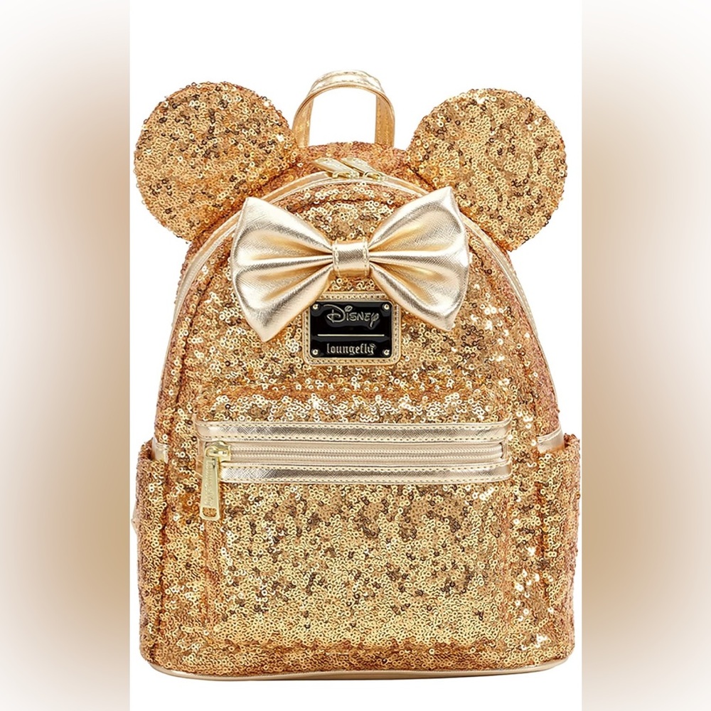Loungefly X LASR Exclusive Disney Gold Sequin Minnie Mini Backpack